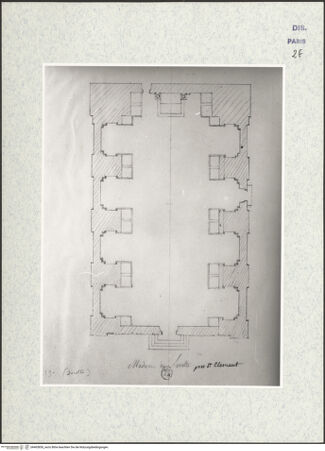 Vorderseite von Bibliothèque Nationale, Paris [https://www.deutsche-digitale-bibliothek.de/content/lizenzen/rv-ez/] Grundriss der Kirche San Salvatore in Lauro, Rom - , bh465850_recto. Foto.
