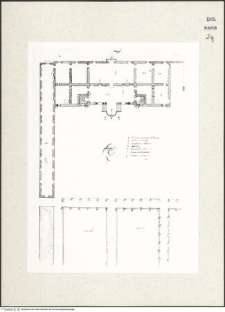 Vorderseite von Bibliothèque Nationale, Paris [https://www.deutsche-digitale-bibliothek.de/content/lizenzen/rv-ez/] Grundriss der Villa Medici, Rom - , bh465854_recto. Foto.