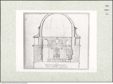 Vorderseite von Bibliothèque Nationale, Paris [https://www.deutsche-digitale-bibliothek.de/content/lizenzen/rv-ez/] Aufriss der Grabkapelle der Großherzöge, San Lorenzo, Florenz - , bh465909_recto. Foto.
