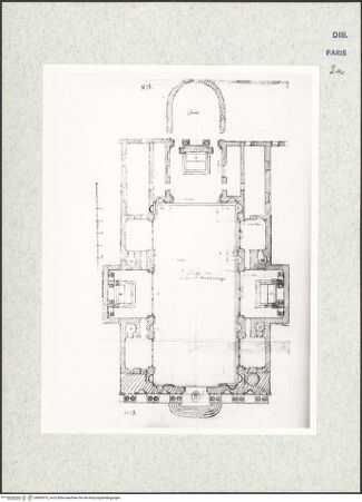 Vorderseite von Bibliothèque Nationale, Paris [https://www.deutsche-digitale-bibliothek.de/content/lizenzen/rv-ez/] Grundriss der Kirche der Scalzi (Santa Maria di Nazareth), Venedig - , bh465915_recto. Foto.