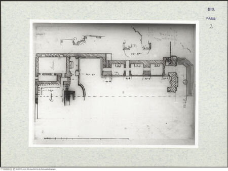 Vorderseite von unbekannt [https://www.deutsche-digitale-bibliothek.de/content/lizenzen/rv-ez/] Grundriss mit Langhaus und rechtem Seitenschiff der Kirche San Gaetano, Florenz - , bh465933_recto. Foto.