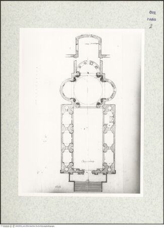 Vorderseite von Bibliothèque Nationale, Paris [https://www.deutsche-digitale-bibliothek.de/content/lizenzen/rv-ez/] Grundriss der Kirche il Redentore, Venedig - , bh465936_recto. Foto.