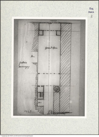Vorderseite von Bibliothèque Nationale, Paris [https://www.deutsche-digitale-bibliothek.de/content/lizenzen/rv-ez/] Grundriss des Palazzo Morsini in San Canciano, Venedig - , bh465937_recto. Foto.