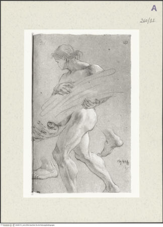 Vorderseite von Istituto Nazionale per la Grafica [https://www.deutsche-digitale-bibliothek.de/content/lizenzen/rv-ez/] Aktstudie zu einem Mann, der Reisigbündel trägt. Wiederholung seiner Füße - , bh466151_recto. Foto.