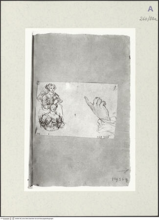 Vorderseite von Istituto Nazionale per la Grafica [https://www.deutsche-digitale-bibliothek.de/content/lizenzen/rv-ez/] Skizzen zu einem Damenporträt. Handstudie - , bh466158_recto. Foto.