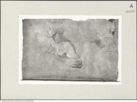 Vorderseite von Istituto Nazionale per la Grafica [https://www.deutsche-digitale-bibliothek.de/content/lizenzen/rv-ez/] Zwei männliche Aktskizzen in Halbfigur - , bh466160_recto. Foto.