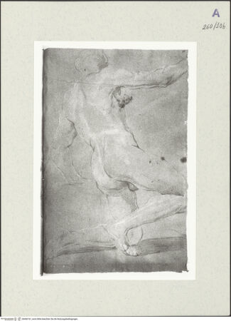 Vorderseite von Istituto Nazionale per la Grafica [https://www.deutsche-digitale-bibliothek.de/content/lizenzen/rv-ez/] Aktstudie zu einem knienden Mann, vom Rücken gesehen - , bh466161_recto. Foto.