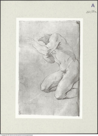 Vorderseite von Istituto Nazionale per la Grafica [https://www.deutsche-digitale-bibliothek.de/content/lizenzen/rv-ez/] Aktstudie zu einem knienden Mann - , bh466164_recto. Foto.