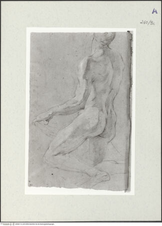 Vorderseite von Istituto Nazionale per la Grafica [https://www.deutsche-digitale-bibliothek.de/content/lizenzen/rv-ez/] Aktstudie zu einem knienden Mann, vom Rücken gesehen - , bh466174_recto. Foto.