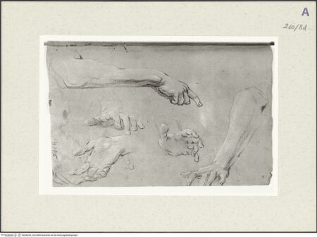 Vorderseite von Istituto Nazionale per la Grafica [https://www.deutsche-digitale-bibliothek.de/content/lizenzen/rv-ez/] Arm- und Handstudien - , bh466203_recto. Foto.