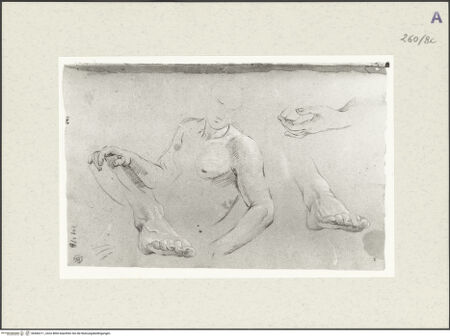 Vorderseite von Istituto Nazionale per la Grafica [https://www.deutsche-digitale-bibliothek.de/content/lizenzen/rv-ez/] Studie zu einer weiblichen Gestalt in Halbfigur. Hand- und Fußstudien - , bh466211_recto. Foto.