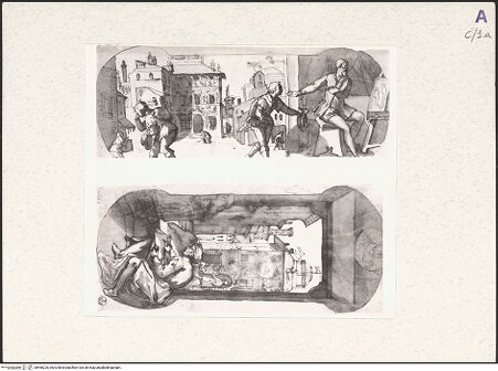 Vorderseite von Sopr. Gall. Firenze [https://www.deutsche-digitale-bibliothek.de/content/lizenzen/rv-ez/] Episoden aus dem Leben des Taddeo ZuccariTaddeo copia le statue antiche e gli affreschi delle facciate di Polidoro - oben U 11012 F, bh466220_recto. Foto.