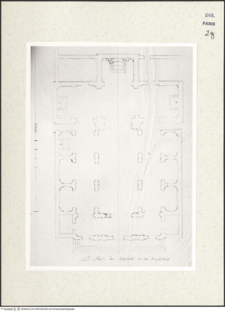 Vorderseite von Bibliothèque Nationale, Paris [https://www.deutsche-digitale-bibliothek.de/content/lizenzen/rv-ez/] Grundriss der Kirche Santa Maria in Aquiro, Rom - , bh466534_recto. Foto.