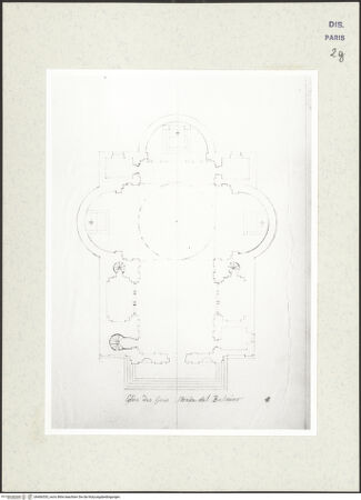 Vorderseite von Bibliothèque Nationale, Paris [https://www.deutsche-digitale-bibliothek.de/content/lizenzen/rv-ez/] Grundriss der Kirche San Atanasio dei Greci, Rom - , bh466535_recto. Foto.