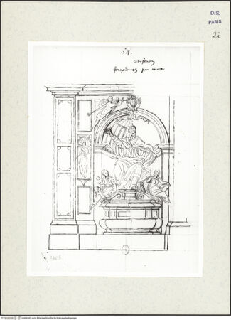 Vorderseite von Bibliothèque Nationale, Paris [https://www.deutsche-digitale-bibliothek.de/content/lizenzen/rv-ez/] Grabmal Papst Gregors XIII. in Sankt Peter - , bh466542_recto. Foto.