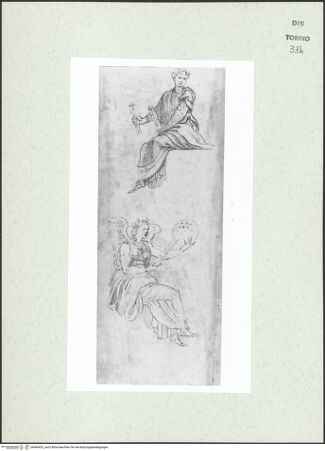 Vorderseite von Biblioteca Reale [https://www.deutsche-digitale-bibliothek.de/content/lizenzen/rv-ez/] Skizzenbuch mit Antiken (Contraffazioni)Personifikationen der Musica und Astrologia (?) - , bh466602_recto. Foto.