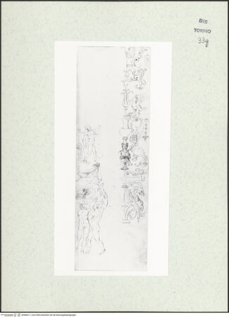 Vorderseite von Biblioteca Reale [https://www.deutsche-digitale-bibliothek.de/content/lizenzen/rv-ez/] Skizzenbuch mit Antiken (Contraffazioni)Zwei Streifen mit Grotesken - , bh466617_recto. Foto.