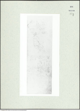 Vorderseite von Biblioteca Reale [https://www.deutsche-digitale-bibliothek.de/content/lizenzen/rv-ez/] Skizzenbuch mit Antiken (Contraffazioni)Grab, sitzende Nereide, Ornamententwurf (für einen Kragstein?) - , bh466623_recto. Foto.