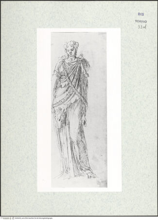 Vorderseite von Biblioteca Reale [https://www.deutsche-digitale-bibliothek.de/content/lizenzen/rv-ez/] Skizzenbuch mit Antiken (Contraffazioni)Kopie nach Statue einer Mänade - , bh466652_recto. Foto.