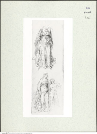 Vorderseite von Biblioteca Reale [https://www.deutsche-digitale-bibliothek.de/content/lizenzen/rv-ez/] Skizzenbuch mit Antiken (Contraffazioni)Sich nach vorn bewegende Gewandfigur, Selene und Eros - , bh466663_recto. Foto.