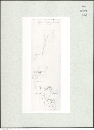 Vorderseite von Biblioteca Reale [https://www.deutsche-digitale-bibliothek.de/content/lizenzen/rv-ez/] Skizzenbuch mit Antiken (Contraffazioni)Architekturstudien: Gebälk- und Basenprofile - , bh466665_recto. Foto.