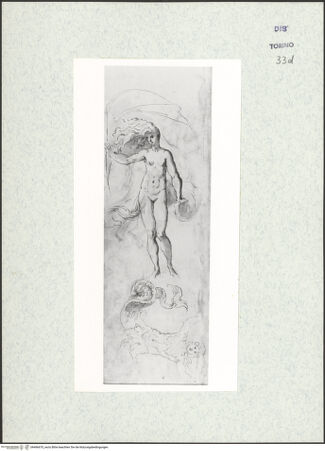 Vorderseite von Biblioteca Reale [https://www.deutsche-digitale-bibliothek.de/content/lizenzen/rv-ez/] Skizzenbuch mit Antiken (Contraffazioni)Personifikation der Gelegenheit (Occasio?), Nereide - , bh466670_recto. Foto.