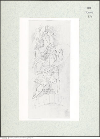 Vorderseite von Biblioteca Reale [https://www.deutsche-digitale-bibliothek.de/content/lizenzen/rv-ez/] Skizzenbuch mit Antiken (Contraffazioni)Soldaten, die über eine Brücke angreifen - , bh466672_recto. Foto.