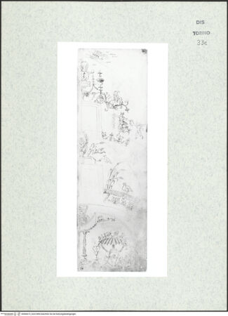 Vorderseite von Biblioteca Reale [https://www.deutsche-digitale-bibliothek.de/content/lizenzen/rv-ez/] Skizzenbuch mit Antiken (Contraffazioni)Drei Lünetten mit Groteskendekorationen - , bh466673_recto. Foto.