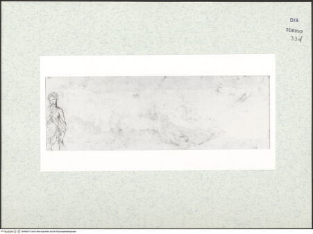 Vorderseite von Biblioteca Reale [https://www.deutsche-digitale-bibliothek.de/content/lizenzen/rv-ez/] Skizzenbuch mit Antiken (Contraffazioni)Skizze einer stehenden weiblichen Figur, Grundriss - , bh466679_recto. Foto.