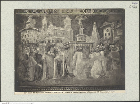 Vorderseite von Alinari [https://www.deutsche-digitale-bibliothek.de/content/lizenzen/rv-ez/] Szenen aus dem Leben des heiligen Ägidius und aus der Legende des Erzengels Michael; Propheten und HeiligenMichaelsszenenErscheinung des heiligen Michael auf der Engelsburg - Gesamtansicht, bh466746_recto. Foto.