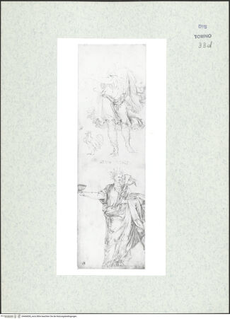 Vorderseite von Biblioteca Reale [https://www.deutsche-digitale-bibliothek.de/content/lizenzen/rv-ez/] Skizzenbuch mit Antiken (Contraffazioni)Genius Vigili und eine weitere Personifikation - , bh466838_recto. Foto.