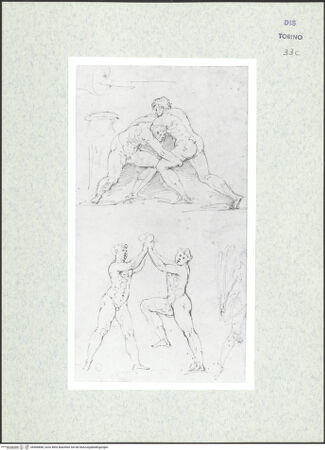 Vorderseite von Biblioteca Reale [https://www.deutsche-digitale-bibliothek.de/content/lizenzen/rv-ez/] Skizzenbuch mit Antiken (Contraffazioni)Ringende und kämpfende Athleten - , bh466848_recto. Foto.