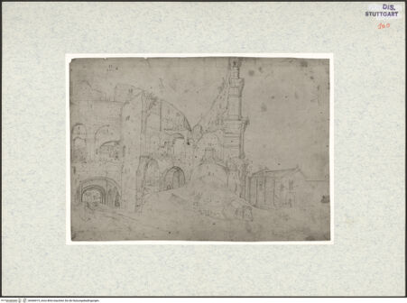 Vorderseite von Staatsgalerie Stuttgart [https://www.deutsche-digitale-bibliothek.de/content/lizenzen/rv-ez/] Kolosseum mit San Giacomo in Rom - , bh466919_recto. Foto.