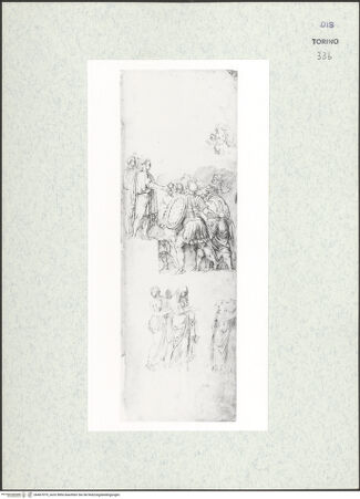 Vorderseite von Biblioteca Reale [https://www.deutsche-digitale-bibliothek.de/content/lizenzen/rv-ez/] Skizzenbuch mit Antiken (Contraffazioni)Gefangener, Soldaten vor einem römischen Kaiser, Hochzeitsszene - , bh467079_recto. Foto.