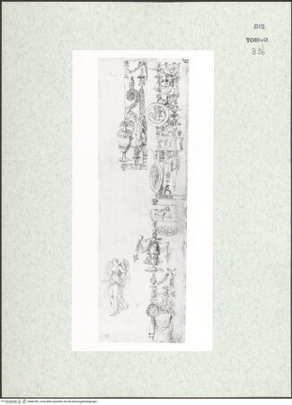 Vorderseite von Biblioteca Reale [https://www.deutsche-digitale-bibliothek.de/content/lizenzen/rv-ez/] Skizzenbuch mit Antiken (Contraffazioni)Ornamentstudien nach den Loggien, Viktoria - , bh467081_recto. Foto.