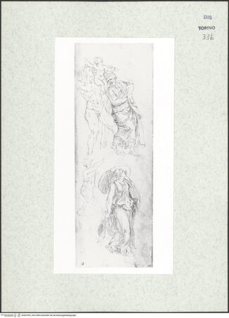 Vorderseite von Biblioteca Reale [https://www.deutsche-digitale-bibliothek.de/content/lizenzen/rv-ez/] Skizzenbuch mit Antiken (Contraffazioni)Silen als Philosoph und Satyr, die einen Putto tragen, Satyr und tanzende Mänade - , bh467093_recto. Foto.