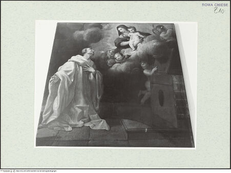 Vorderseite von Sopr. BAS ROMA [https://www.deutsche-digitale-bibliothek.de/content/lizenzen/rv-ez/] Maria erscheint dem seligen Bernardo Tolomei - , bh467205_recto. Foto.