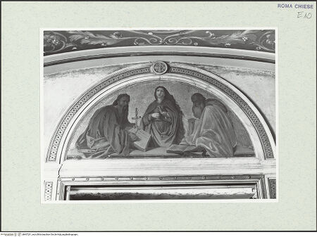 Vorderseite von Sopr. BAS ROMA [https://www.deutsche-digitale-bibliothek.de/content/lizenzen/rv-ez/] Die heilige Francesca Romana, flankiert von Petrus und Paulus - , bh467231_recto. Foto.