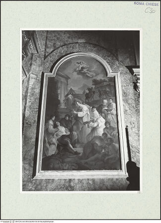 Vorderseite von Sopr. BAS ROMA [https://www.deutsche-digitale-bibliothek.de/content/lizenzen/rv-ez/] Der selige Bernardo Tolomei bei den Pestkranken - , bh467236_recto. Foto.