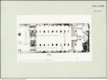 Vorderseite von Bibliotheca Hertziana [http://creativecommons.org/publicdomain/mark/1.0/] Grundriss der römischen Kirche San Marco - Gesamtansicht, bh467356_recto. Foto.
