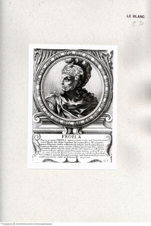 Vorderseite von Istituto Nazionale per la Grafica [http://creativecommons.org/publicdomain/mark/1.0/] Heroicas Regum Hispaniarum Imagines ab Ataulpho ad Carolum II. (...)Tafel 37: Froila - , bh467448. Foto.