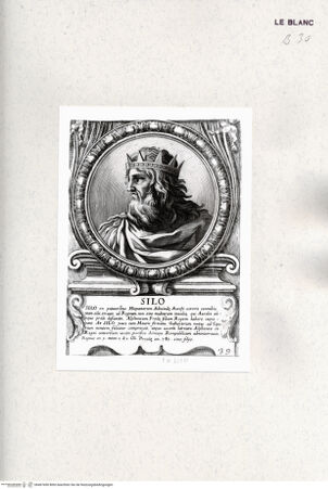 Vorderseite von Istituto Nazionale per la Grafica [http://creativecommons.org/publicdomain/mark/1.0/] Heroicas Regum Hispaniarum Imagines ab Ataulpho ad Carolum II. (...)Tafel 39: Silo - , bh467450. Foto.