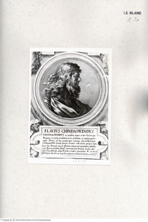 Vorderseite von Istituto Nazionale per la Grafica [http://creativecommons.org/publicdomain/mark/1.0/] Heroicas Regum Hispaniarum Imagines ab Ataulpho ad Carolum II. (...)Tafel 27: Flavius Chindaswindus - , bh467458. Foto.