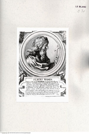 Vorderseite von Istituto Nazionale per la Grafica [http://creativecommons.org/publicdomain/mark/1.0/] Heroicas Regum Hispaniarum Imagines ab Ataulpho ad Carolum II. (...)Tafel 29: Flavius Wamba - , bh467460. Foto.