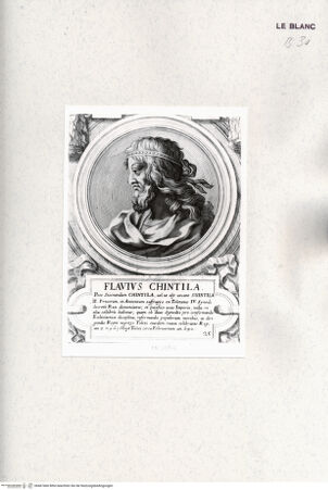 Vorderseite von Istituto Nazionale per la Grafica [http://creativecommons.org/publicdomain/mark/1.0/] Heroicas Regum Hispaniarum Imagines ab Ataulpho ad Carolum II. (...)Tafel 25: Flavius Chintila - , bh467466. Foto.