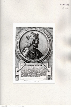 Vorderseite von Istituto Nazionale per la Grafica [http://creativecommons.org/publicdomain/mark/1.0/] Heroicas Regum Hispaniarum Imagines ab Ataulpho ad Carolum II. (...)Tafel 54: Veremundus II. Podagricus - , bh467619. Foto.