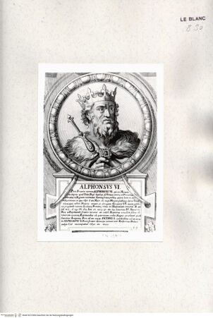 Vorderseite von Istituto Nazionale per la Grafica [http://creativecommons.org/publicdomain/mark/1.0/] Heroicas Regum Hispaniarum Imagines ab Ataulpho ad Carolum II. (...)Tafel 59: Alphonsus VI. - , bh467623. Foto.