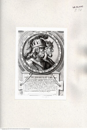 Vorderseite von Istituto Nazionale per la Grafica [http://creativecommons.org/publicdomain/mark/1.0/] Heroicas Regum Hispaniarum Imagines ab Ataulpho ad Carolum II. (...)Tafel 58: Sanctius II. Fortis et Garsias - , bh467624. Foto.