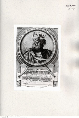 Vorderseite von Istituto Nazionale per la Grafica [http://creativecommons.org/publicdomain/mark/1.0/] Heroicas Regum Hispaniarum Imagines ab Ataulpho ad Carolum II. (...)Tafel 57: Ferdinandus Magnus - , bh467625. Foto.