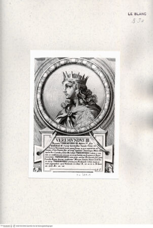 Vorderseite von Istituto Nazionale per la Grafica [http://creativecommons.org/publicdomain/mark/1.0/] Heroicas Regum Hispaniarum Imagines ab Ataulpho ad Carolum II. (...)Tafel 56: Veremundus III. - , bh467626. Foto.